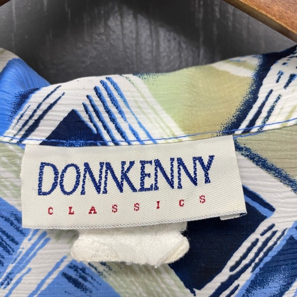 VTG DonnKenny XL Blue and Cream Button Down Retro Print Ladies Short - Picture 4 of 4